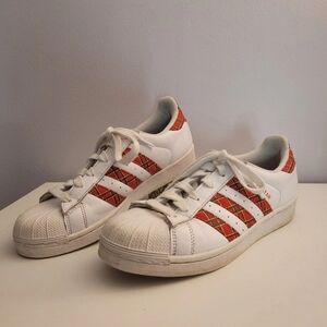 Adidas Superstar Red Green Yellow Black Unique Plaid FU7446 Size 7.5 US